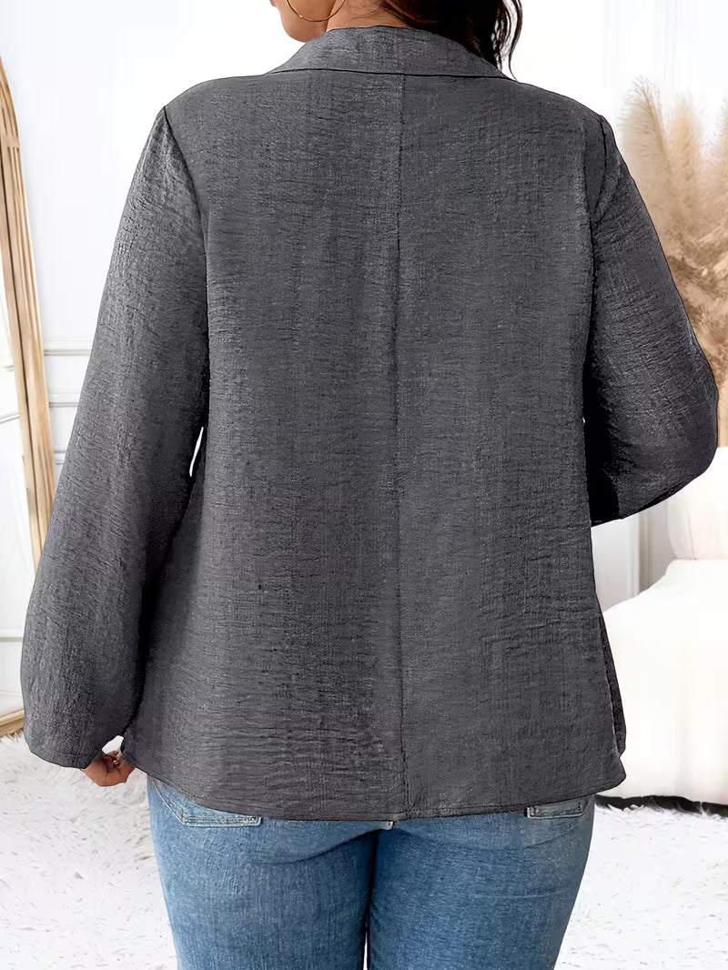 Maeve | Women's Button Up Blouse Gray Long Sleeve Collared