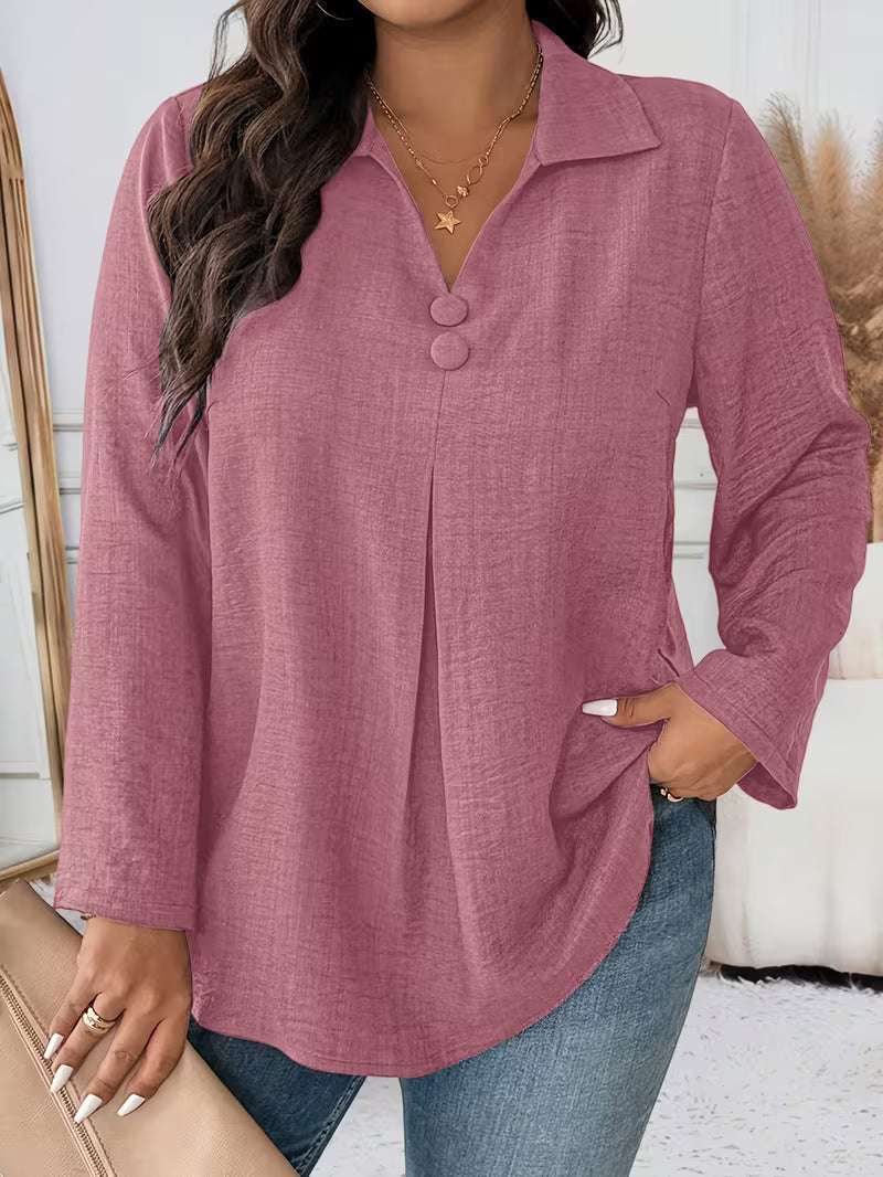 Maeve | Women's Button Up Blouse Gray Long Sleeve Collared