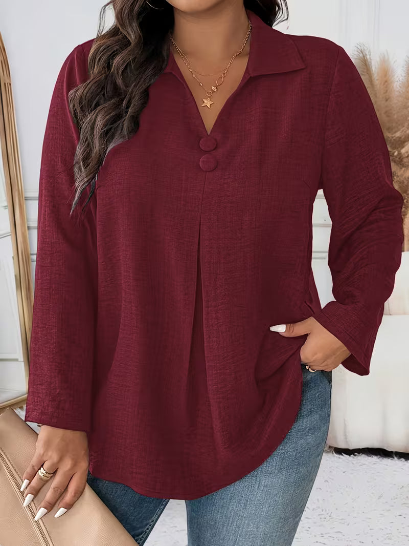 Maeve | Women's Button Up Blouse Gray Long Sleeve Collared