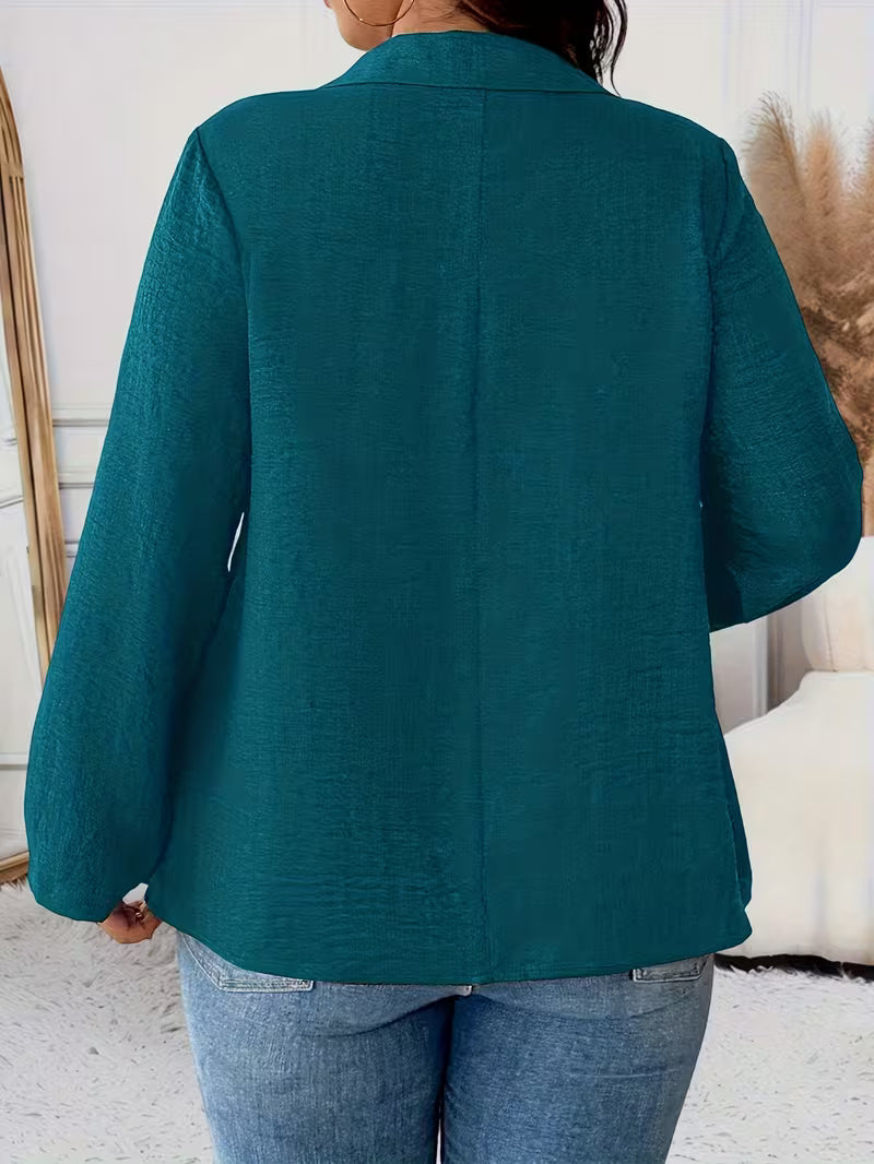 Maeve | Women's Button Up Blouse Gray Long Sleeve Collared