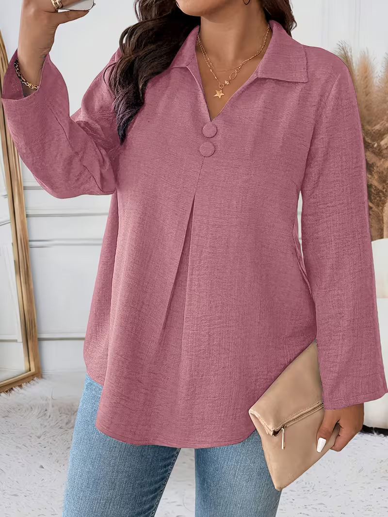 Maeve | Women's Button Up Blouse Gray Long Sleeve Collared