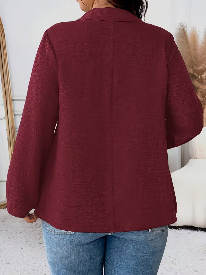 Maeve | Women's Button Up Blouse Gray Long Sleeve Collared