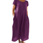 Dama Washington Aria women's linen midi dress sage green short sleeve - view 5