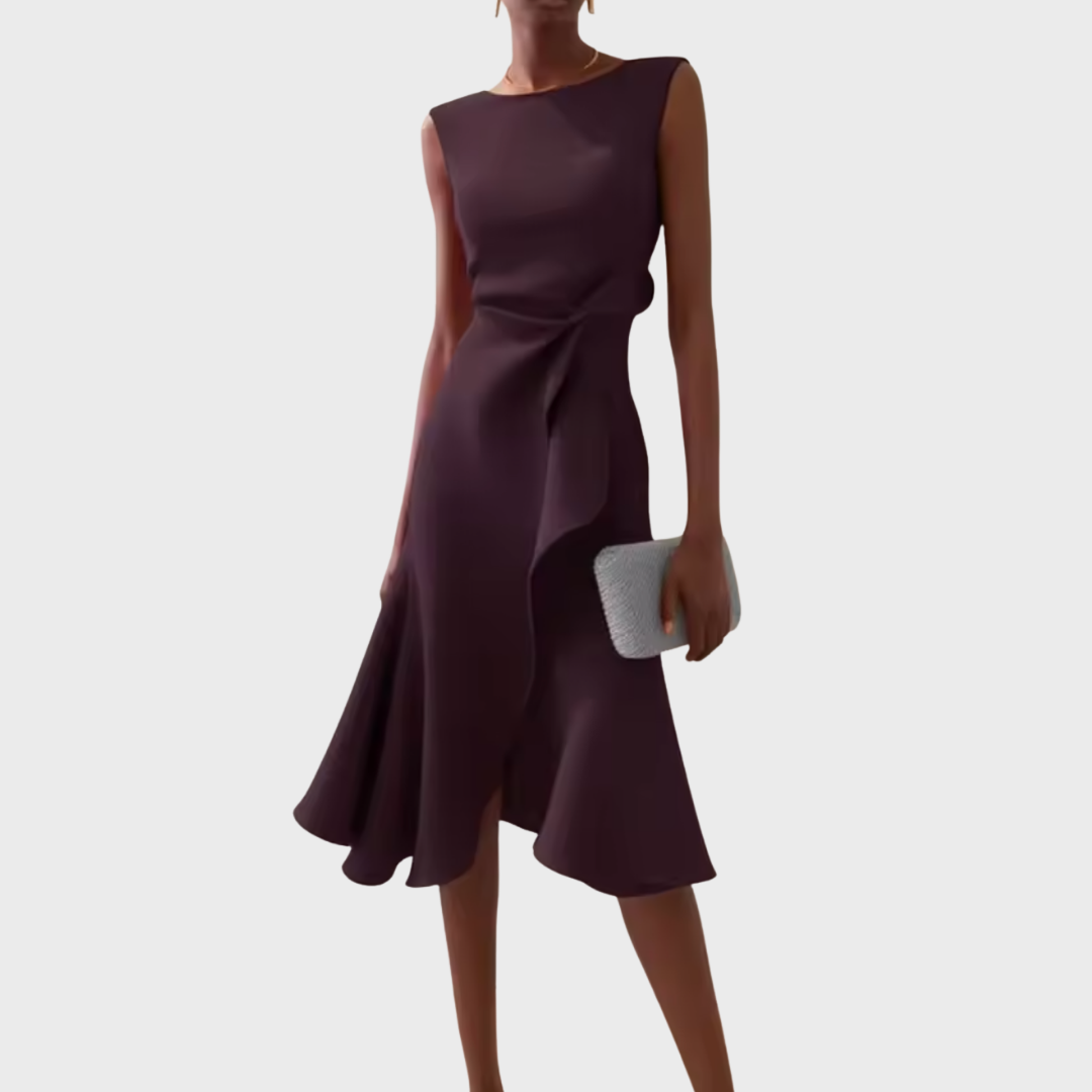 Vera | Women's Wrap Midi Dress Red Sleeveless
