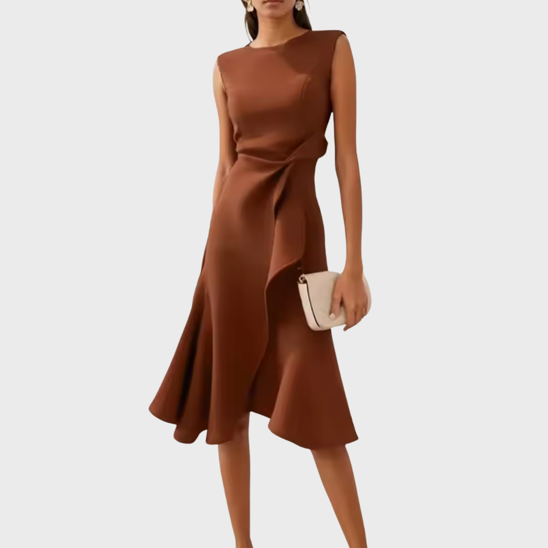 Vera | Women's Wrap Midi Dress Red Sleeveless