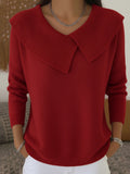 Dama Washington Cleo women's collared knit sweater red v neck long sleeve - front view
