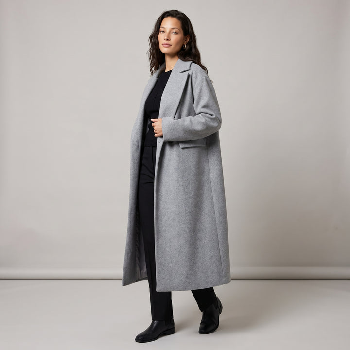 Dama Washington Morwenna women's oversized long coat - model front view