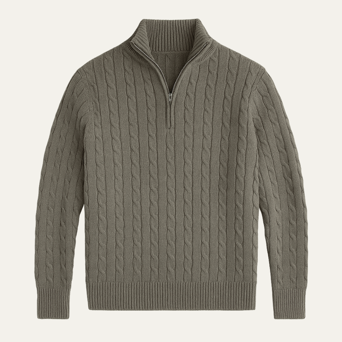 Axel | Men's Cable Knit Half Zip Sweater Gray Textured
