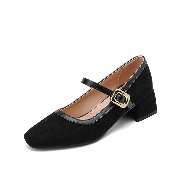 Esme | Women's Mary Jane Block Heel Black Suede