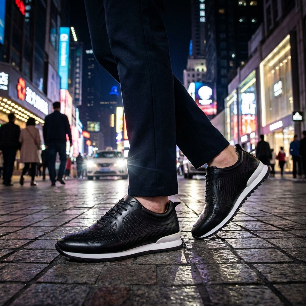 Kai | Men's Leather Lace Up Sneaker Brown White Sole