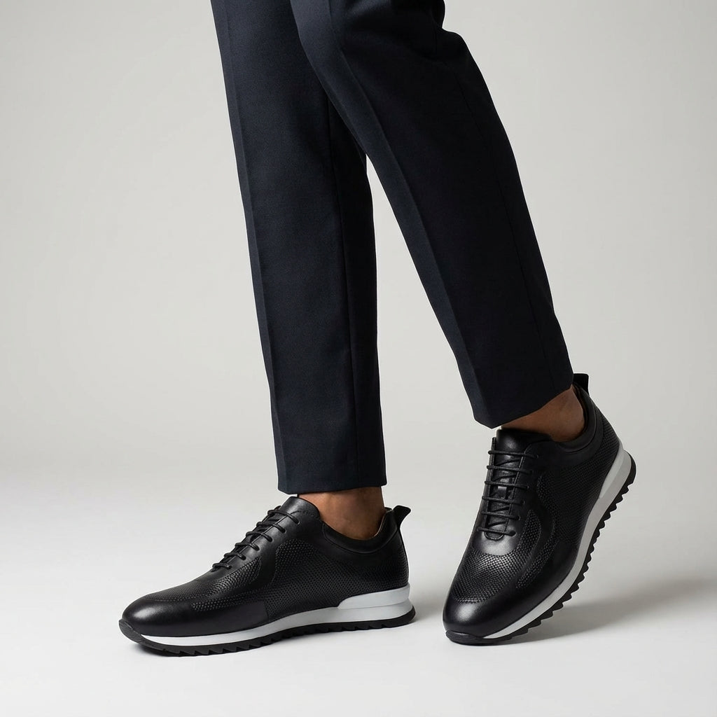Kai | Men's Leather Lace Up Sneaker Brown White Sole