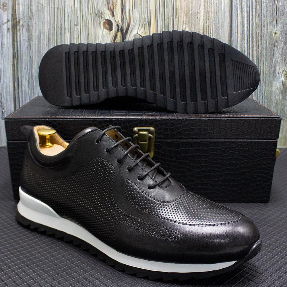 Kai | Men's Leather Lace Up Sneaker Brown White Sole