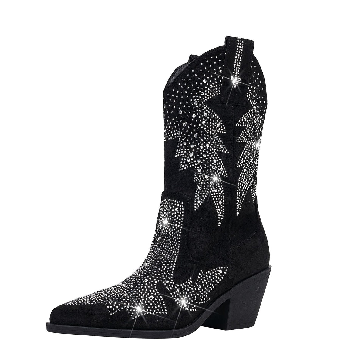 Dama Washington Sigrid embellished mid calf pointed toe boots - front view