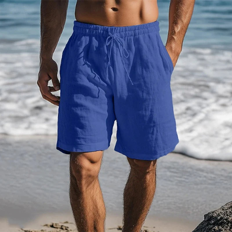 Bram | Men's Linen Shorts Cream Drawstring