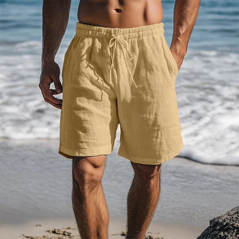 Bray | Men's Linen Shorts Cream Lightweight Drawstring