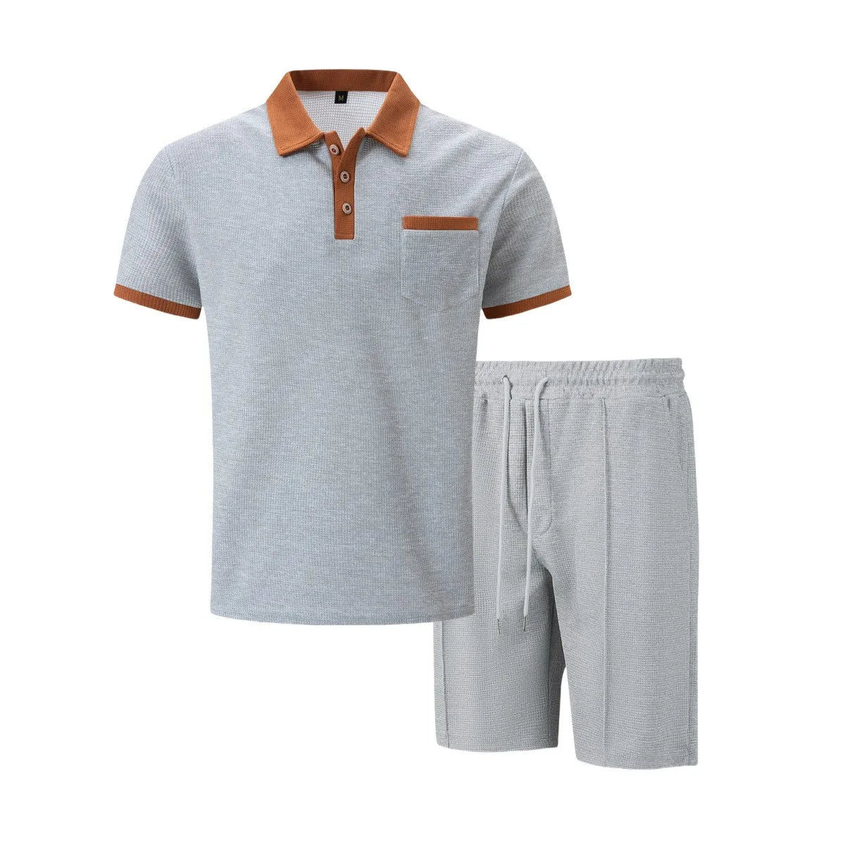 Beau | Men's Sweatsuit Cream Polo Shirt Shorts Set