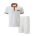 Dama Washington Beau men's sweatsuit cream polo shirt shorts set - front view