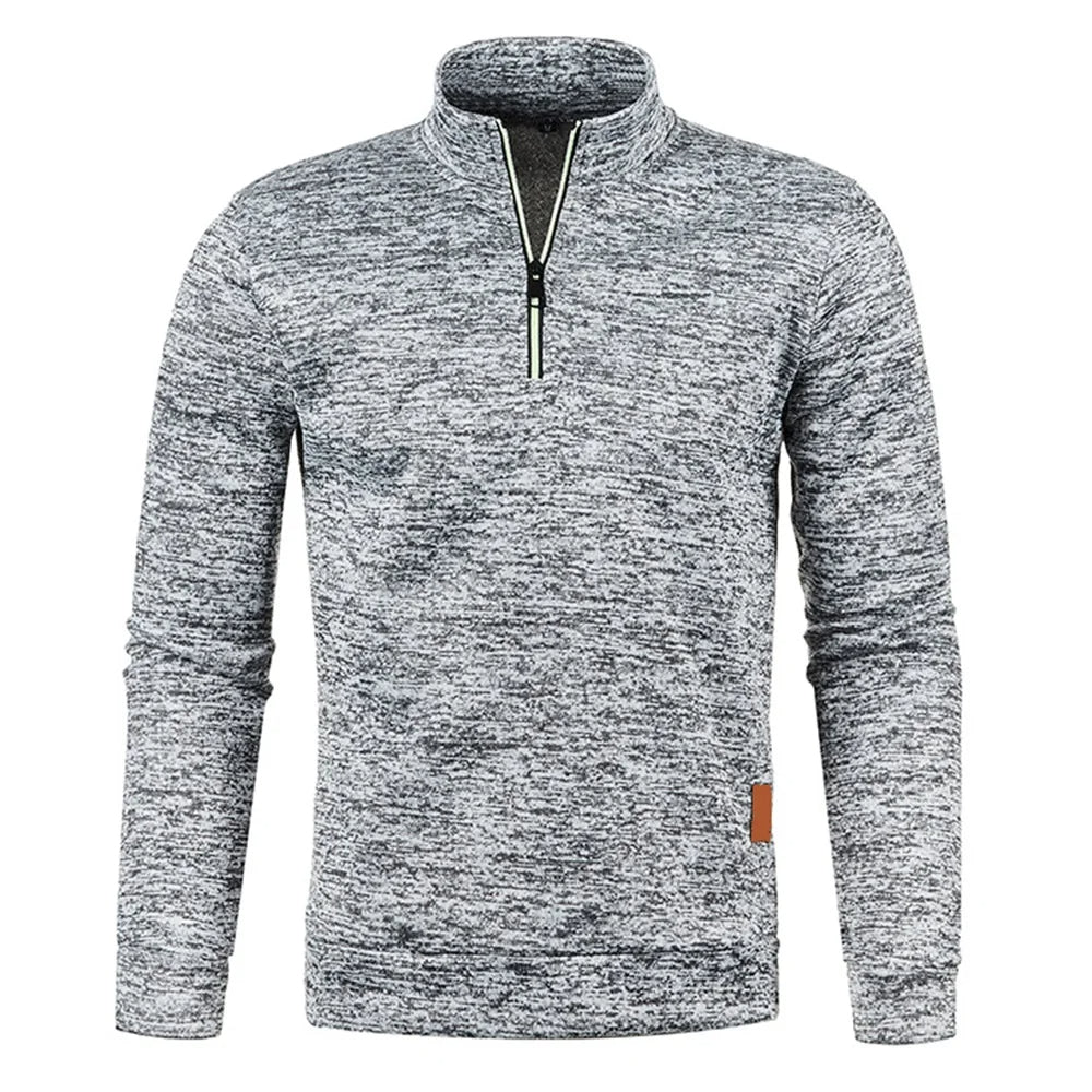 Bram | Men's Quarter Zip Sweater Gray Heather Fleece