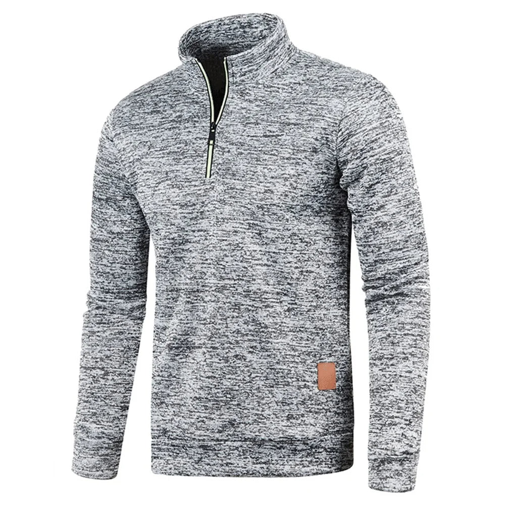 Bram | Men's Quarter Zip Sweater Gray Heather Fleece