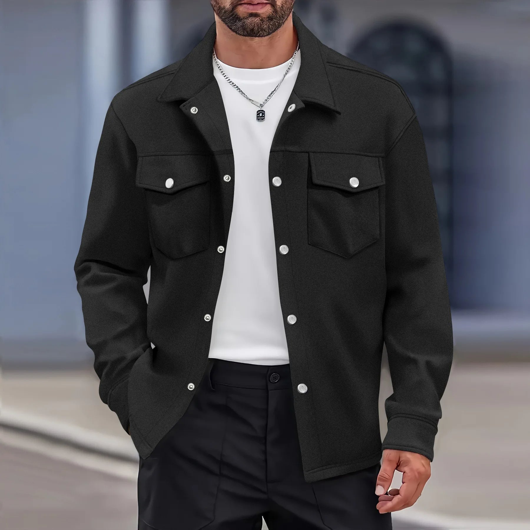 Beau | Men's Casual Overshirt Cream Button Up