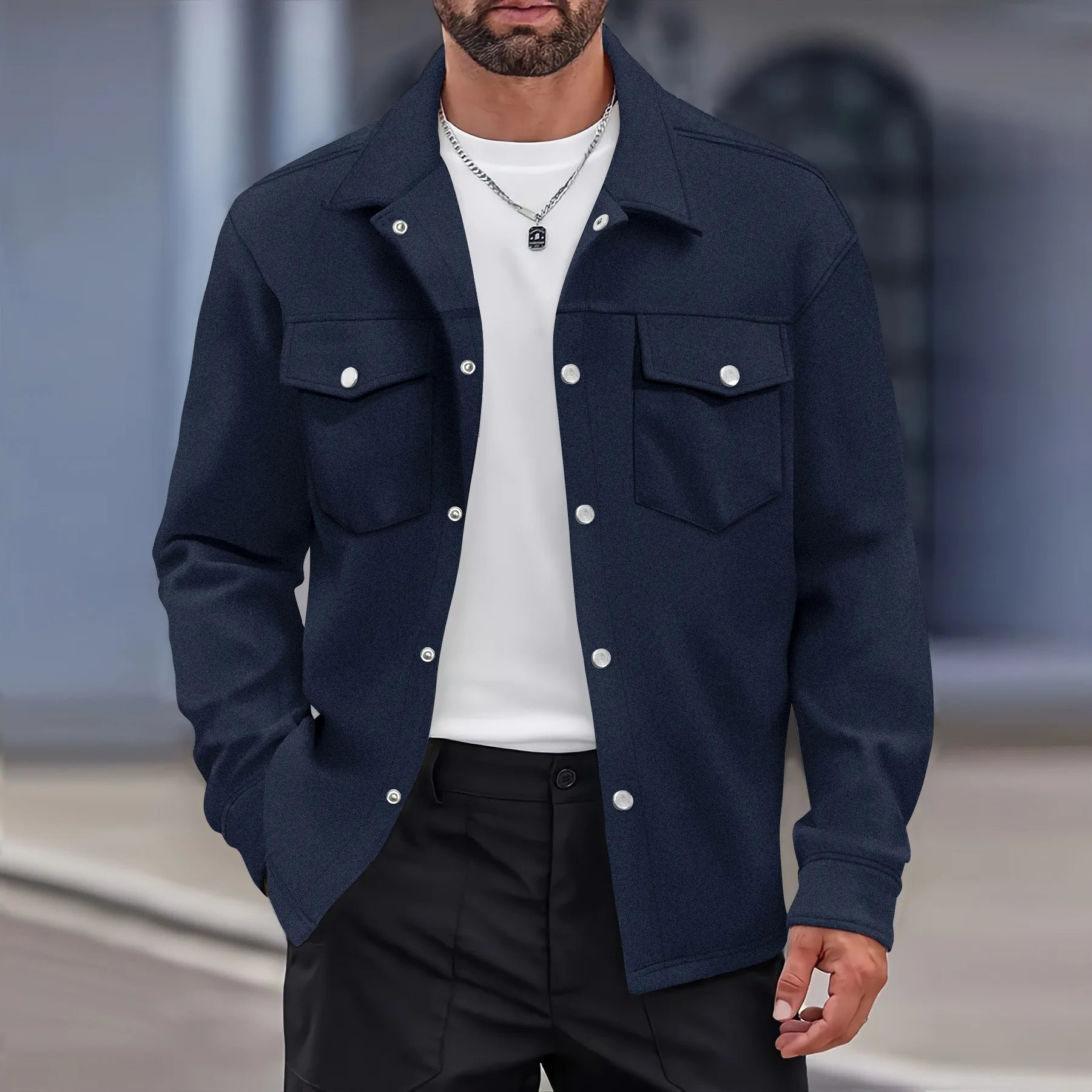 Beau | Men's Casual Overshirt Cream Button Up