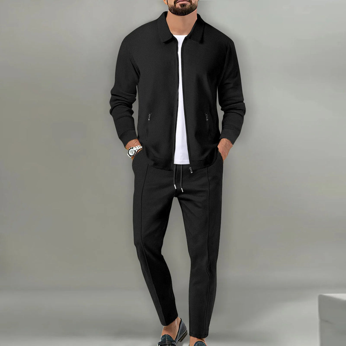 Dama Washington Rowan men's linen set white textured shirt pants - view 5