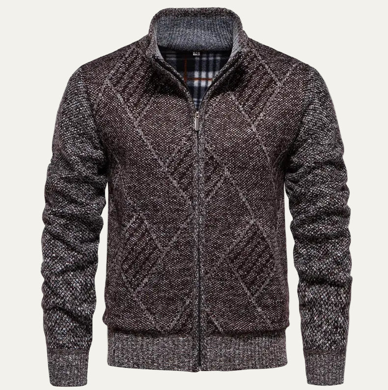 Ash | Men's Quilted Cable Knit Cardigan Charcoal Gray