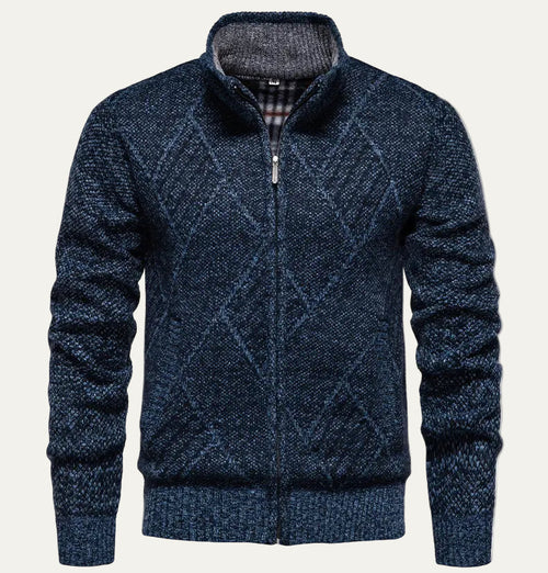 Dama Washington Ash men's quilted cable knit cardigan charcoal gray - view 2