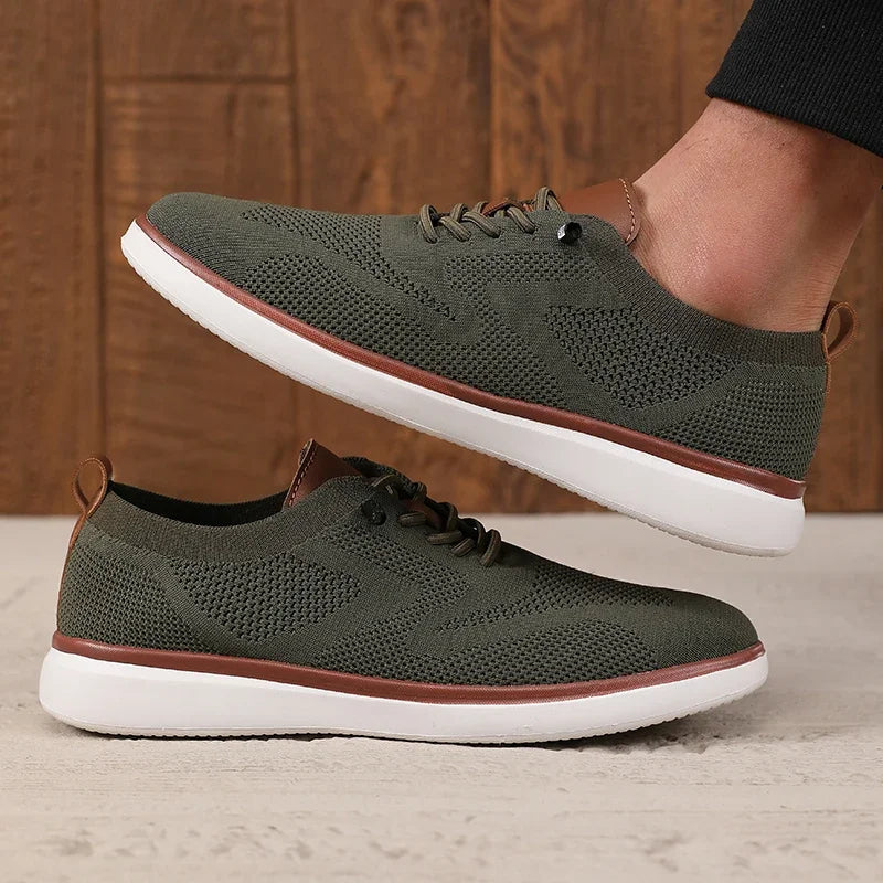 Marco | Men's Breathable Knit Sneaker Beige White Sole