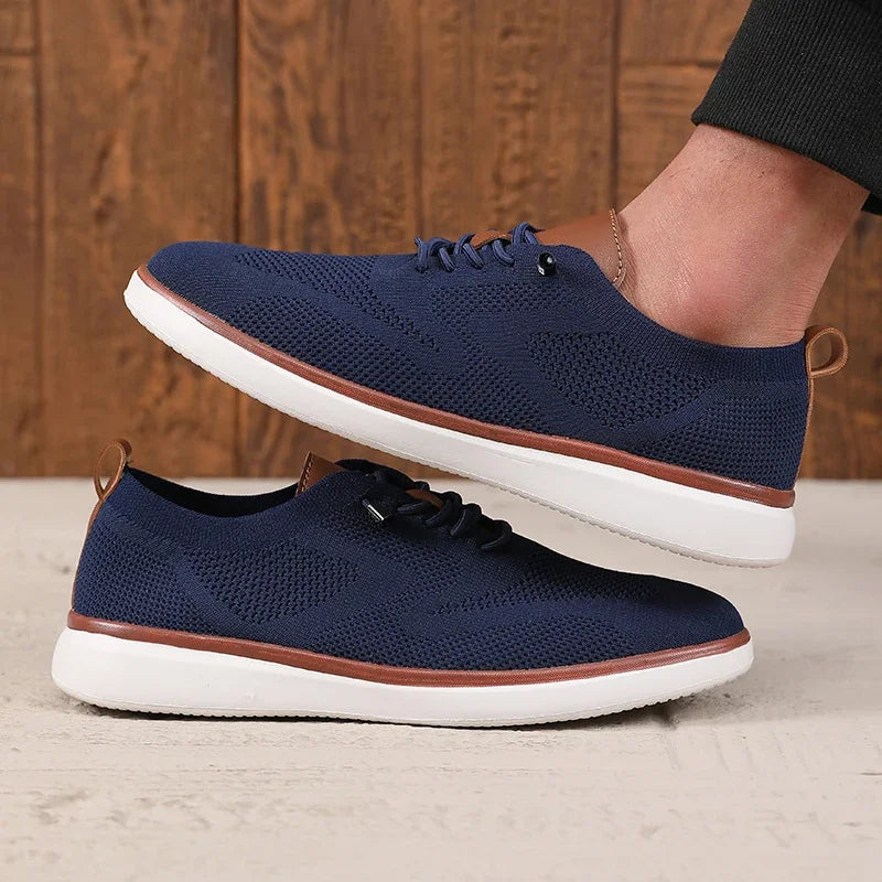 Marco | Men's Breathable Knit Sneaker Beige White Sole