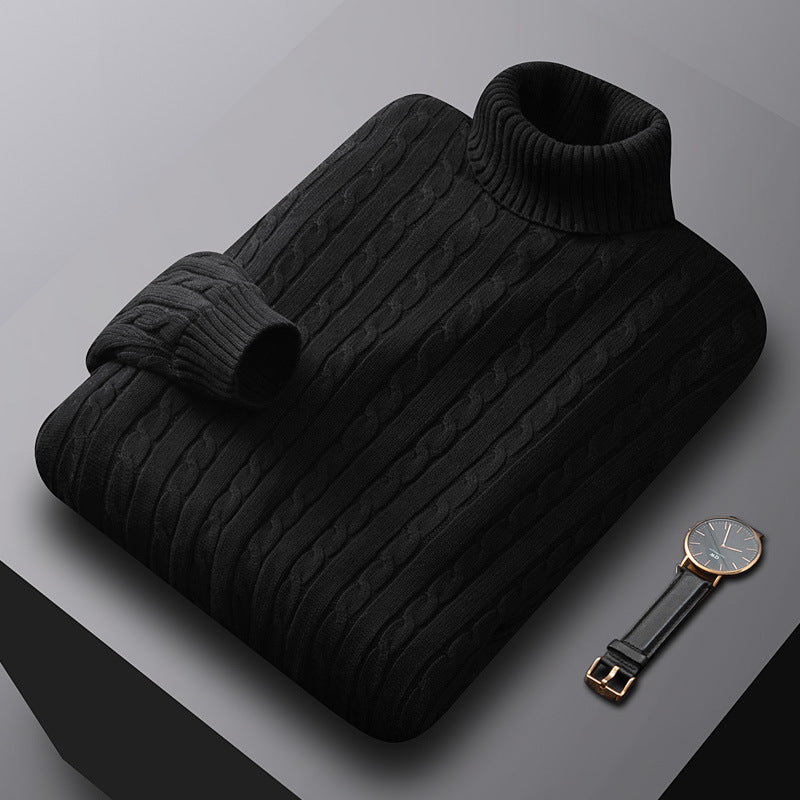 Voss | Men's Cable Knit Turtleneck Sweater Burgundy