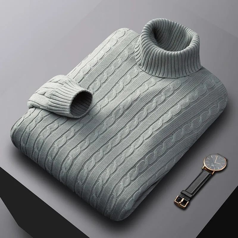 Voss | Men's Cable Knit Turtleneck Sweater Burgundy