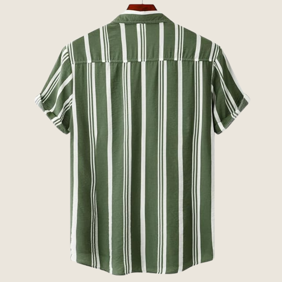 Arlo | Men's Striped Button Up Shirt Navy White Short Sleeve
