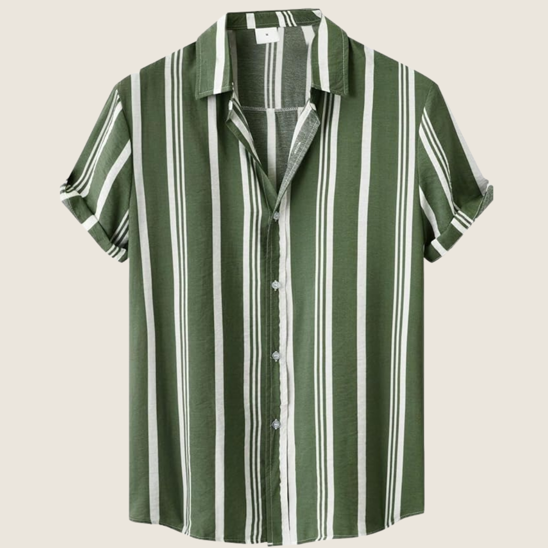 Arlo | Men's Striped Button Up Shirt Navy White Short Sleeve