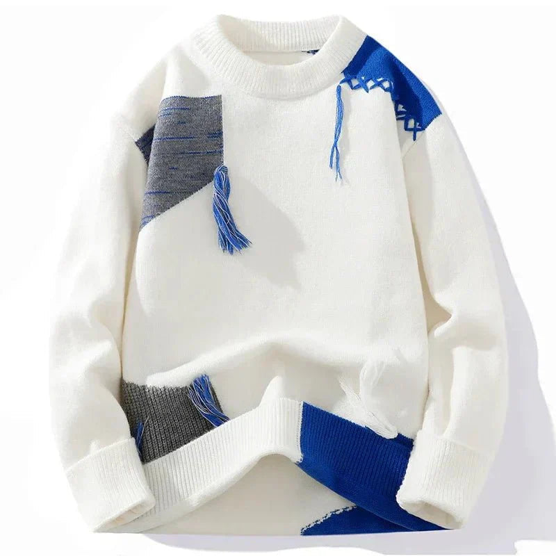 Dama Washington Auden patchwork knit crewneck sweater - front view