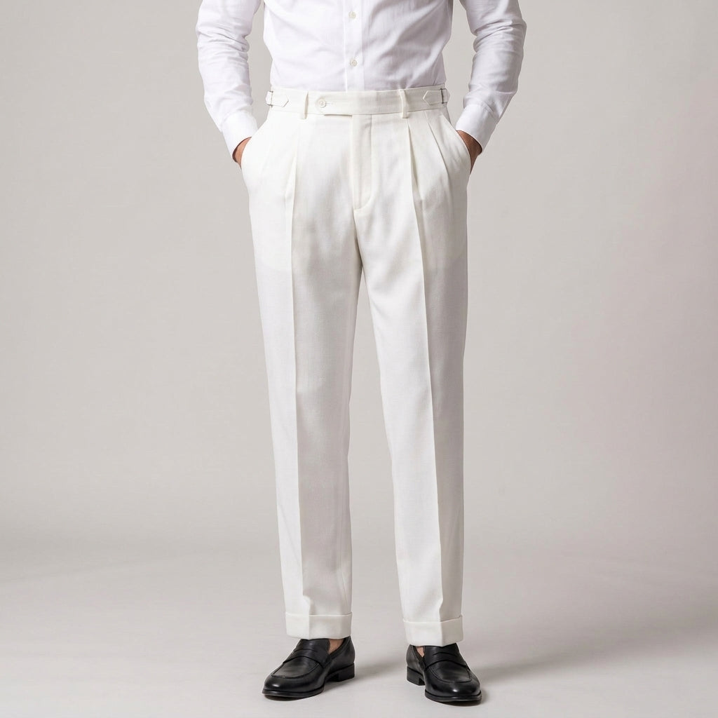 Dama Washington Callum pleated dress pants White - fit detail