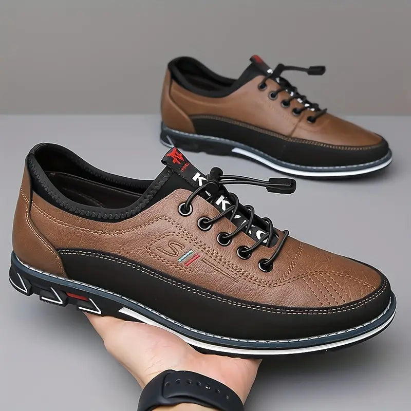 Ivo | Men's Lace Up Leather Casual Shoes Tan Black