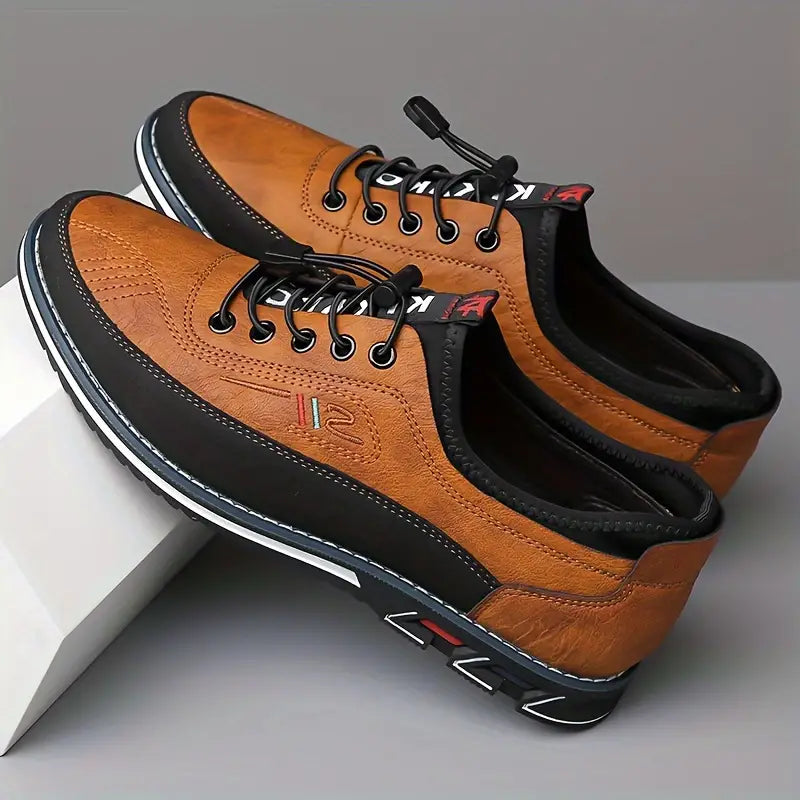 Ivo | Men's Lace Up Leather Casual Shoes Tan Black