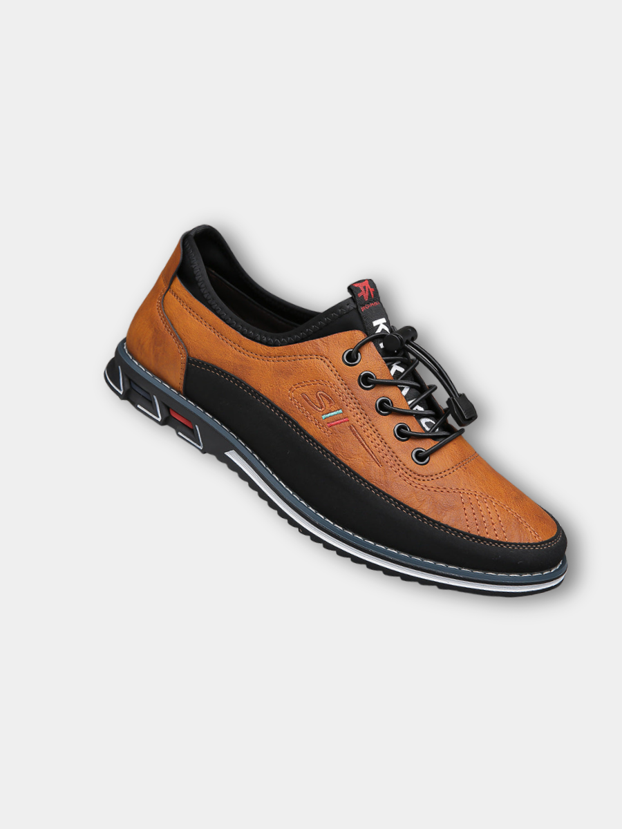Ivo | Men's Lace Up Leather Casual Shoes Tan Black