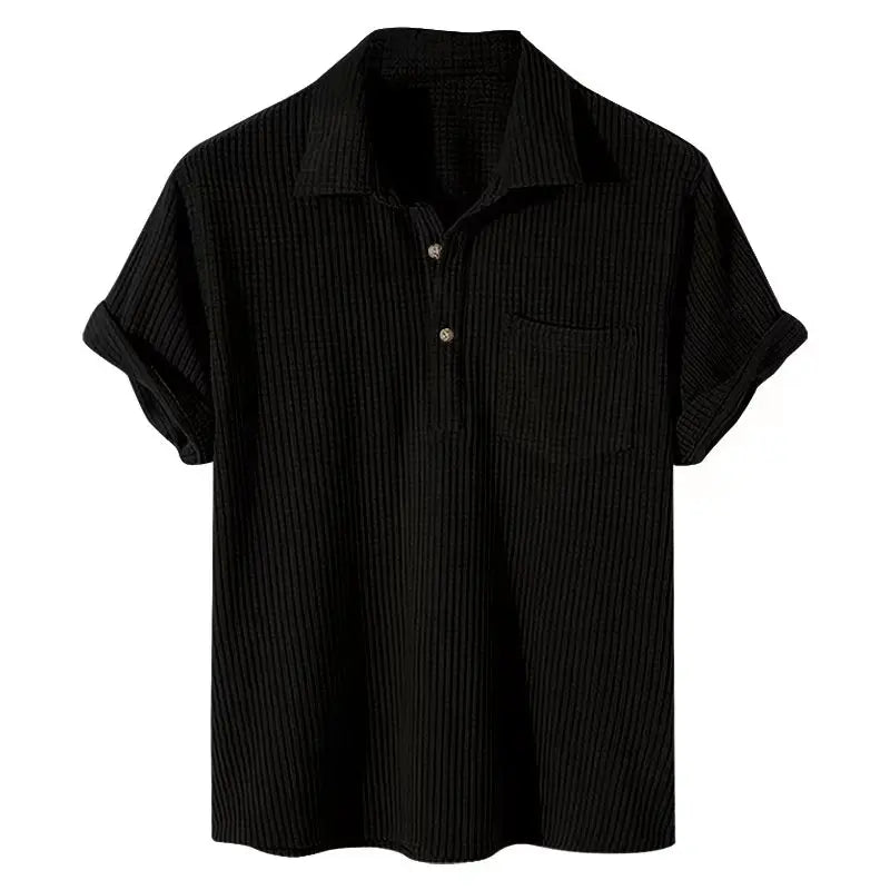 Orson | Men's Textured Camp Collar Shirt Cream Short Sleeve