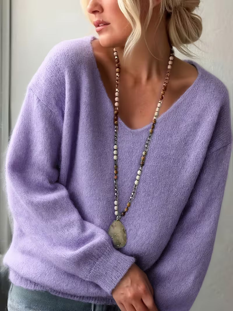 Wren | Women's Oversized Sweater Light Blue V Neck