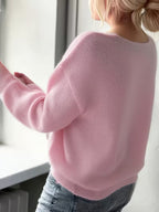 Dama Washington Wren women's oversized sweater light blue v neck - view 5