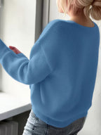 Dama Washington Wren women's oversized sweater light blue v neck - view 6