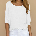 Dama Washington Mia women's knit sweater gray three quarter sleeve - view 3