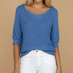Dama Washington Mia women's knit sweater gray three quarter sleeve - view 2