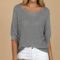 Dama Washington Mia women's knit sweater gray three quarter sleeve - front view
