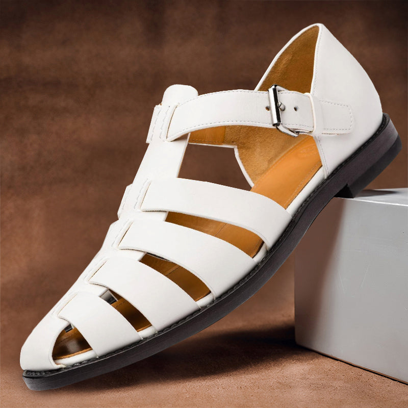 Axel | Men's Leather Fisherman Sandals Navy Closed Toe