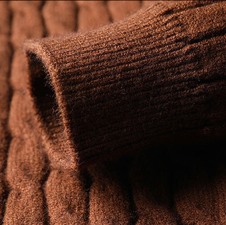 Voss | Men's Cable Knit Zip Cardigan Brown