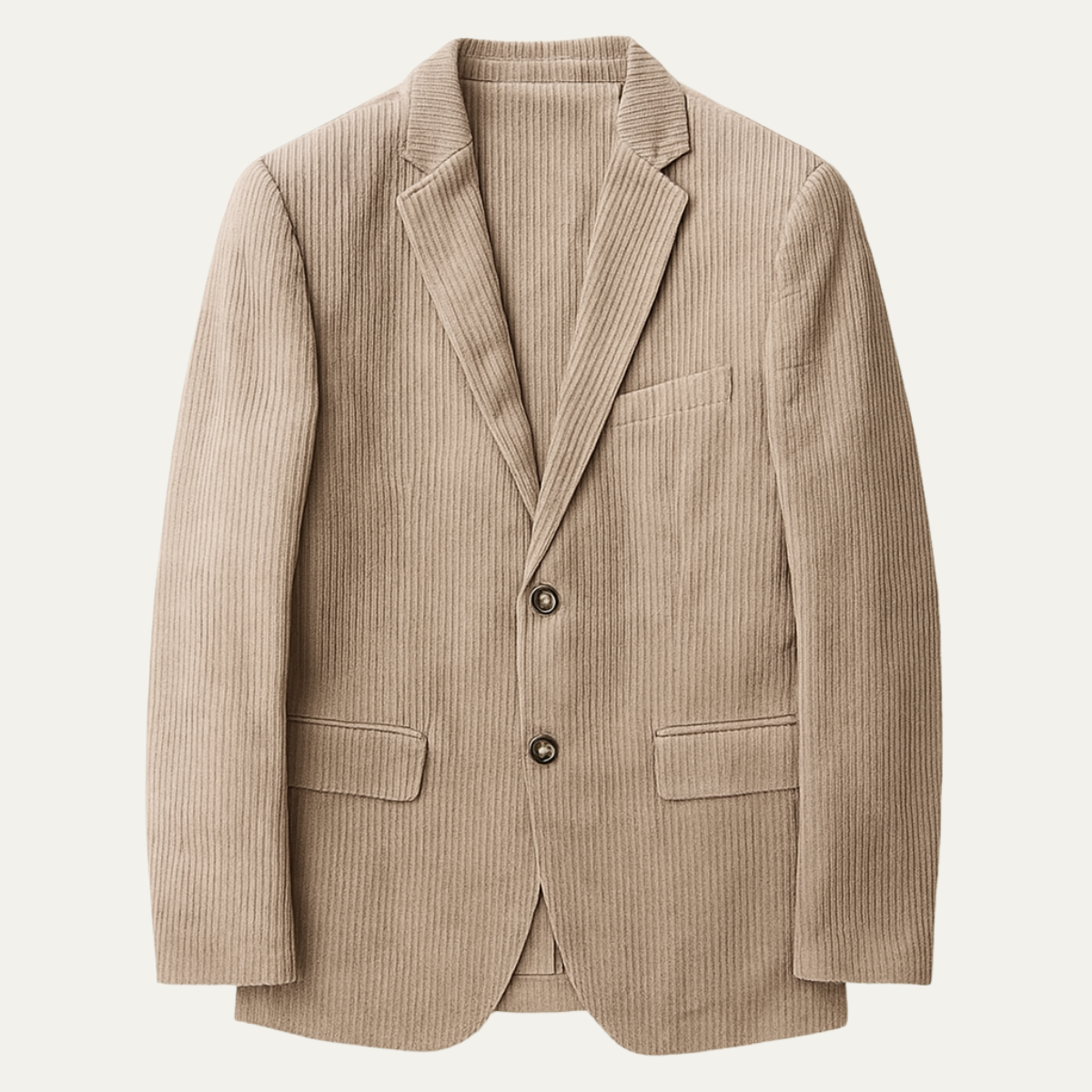 Beau | Men's Casual Corduroy Blazer Cream Single Breasted