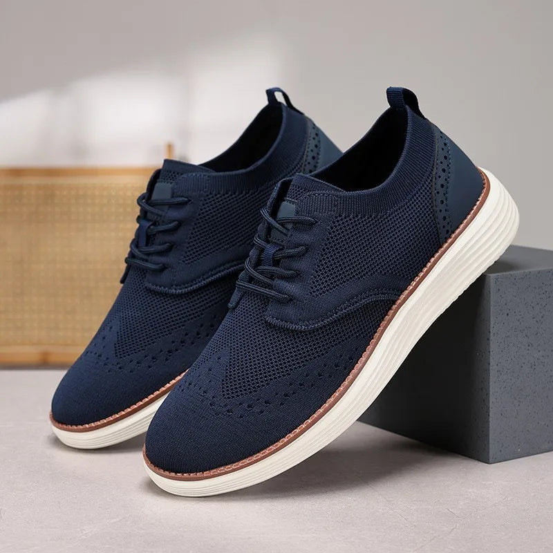 Axel | Men's Knit Oxford Shoes Olive Green White Sole